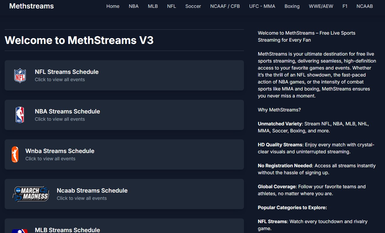 Methstreams sports streaming